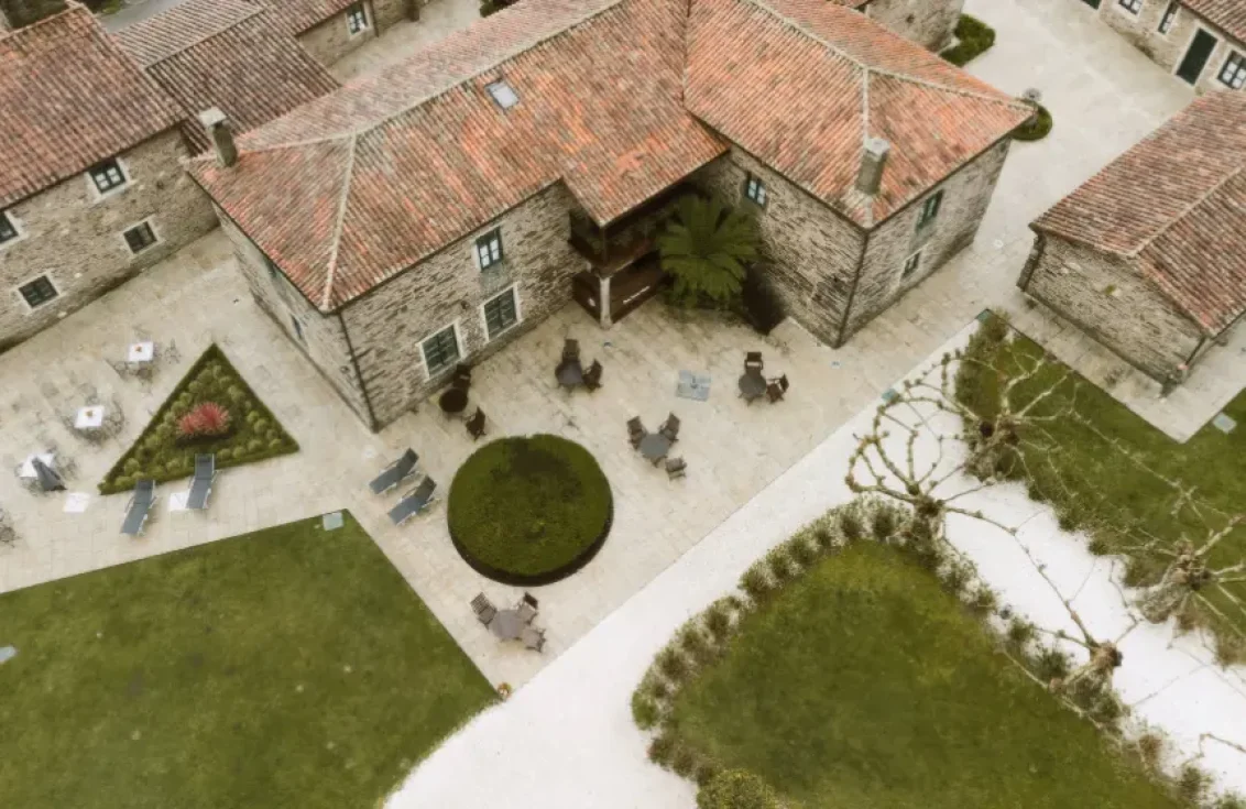 vista aérea del pazo santamaria