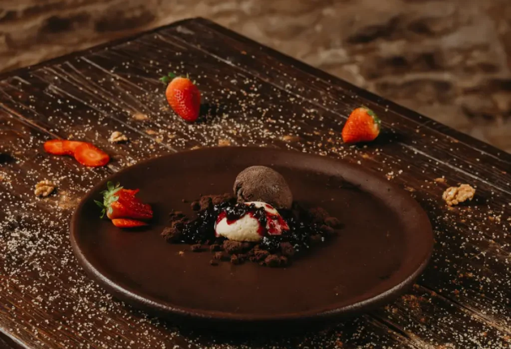 Postre que se ofrece en el pazo